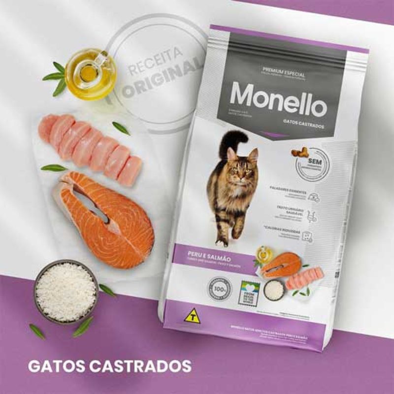 غذای خشک گربه بالغ عقیم شده مونلو Monello سالمون و مرغ