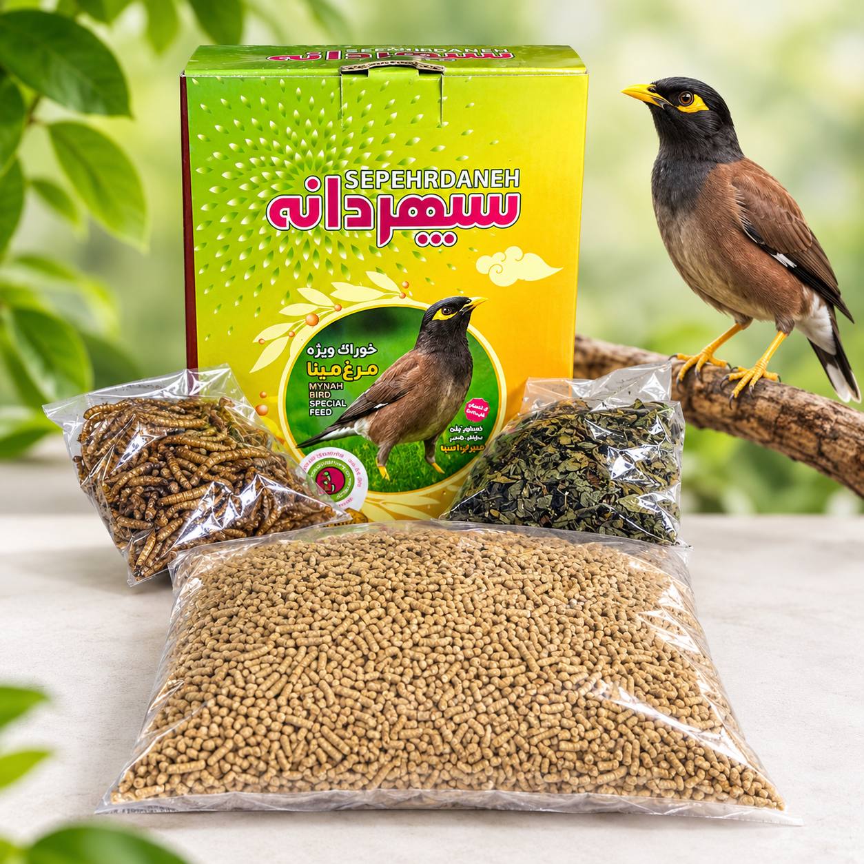 خوراک ویژه پلت مرغ مینا سپهردانه (تشویقی دار) | 1 کیلو گرمی